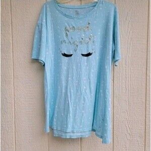 Secret Treasures Good Night Nightgown Sleep Shirt Turquoise w/Stars Size S